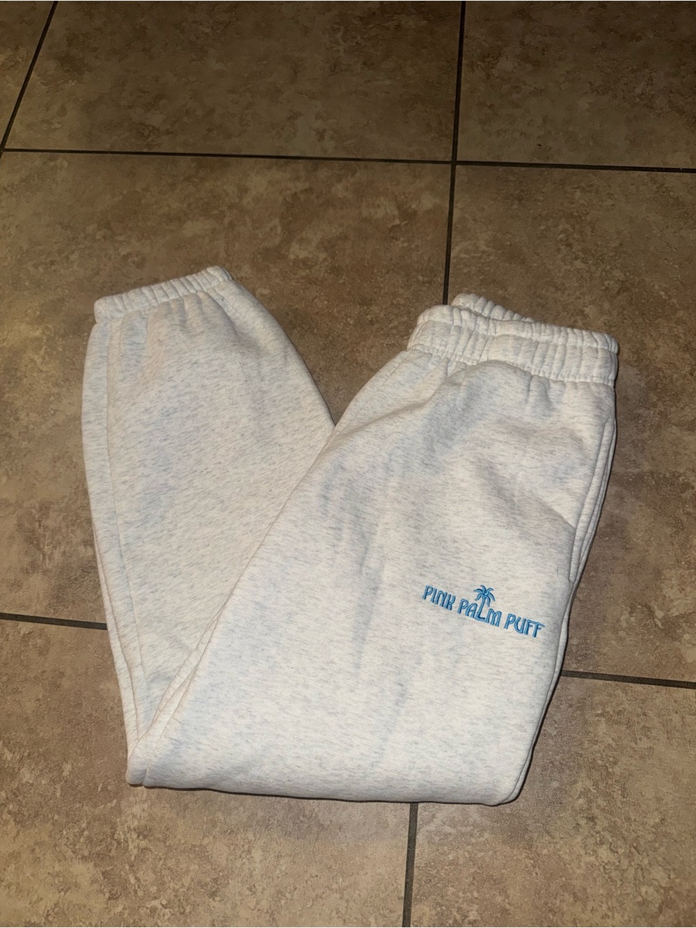 PINK Palm Puff Heather Gray sweatpants